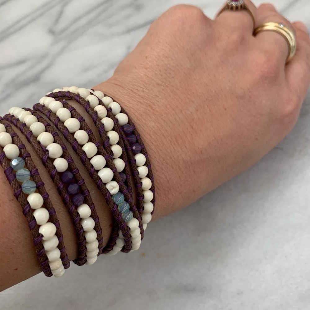 Handmade Rope Wrapped Bracelet Purple - Picture 5 of 10